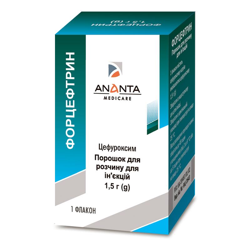 Форцефтрин, порошок для розчину для ін’єкцій, по 1,5 г